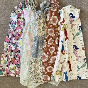 5-pc Bundle little girl summer dresses, 4-5T.